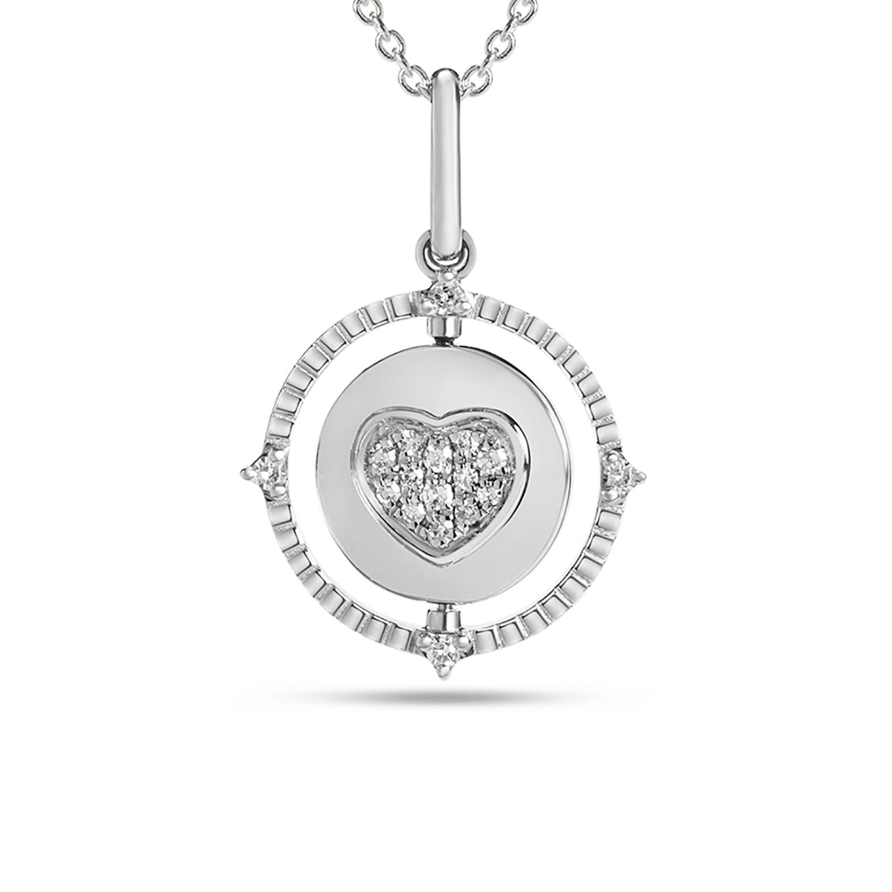Diamond Heart Medallion Flip Necklace
