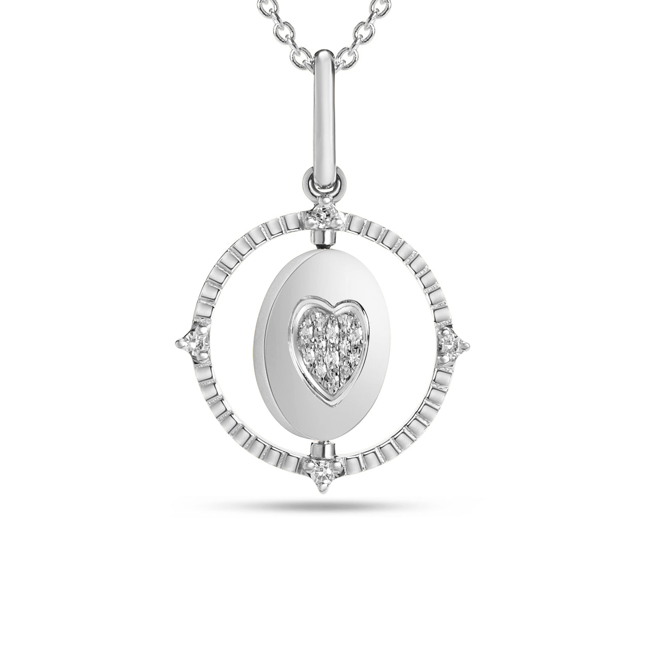 Diamond Heart Medallion Flip Necklace