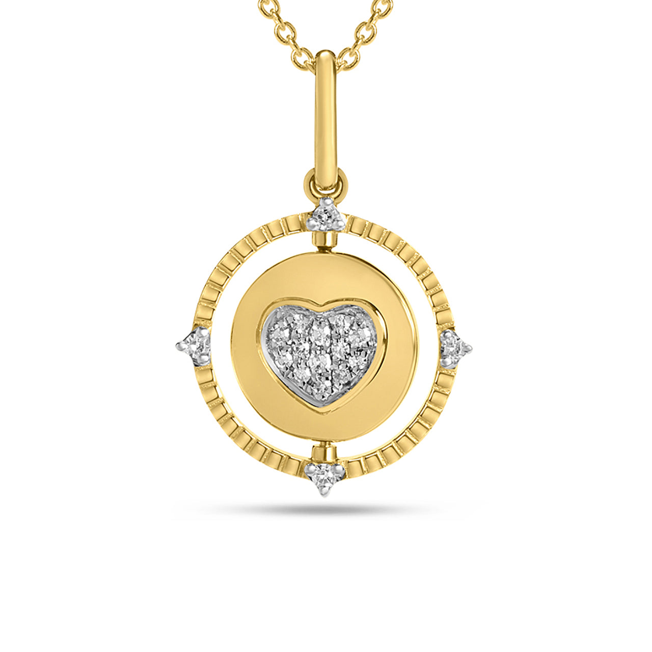 Diamond Heart Medallion Flip Necklace