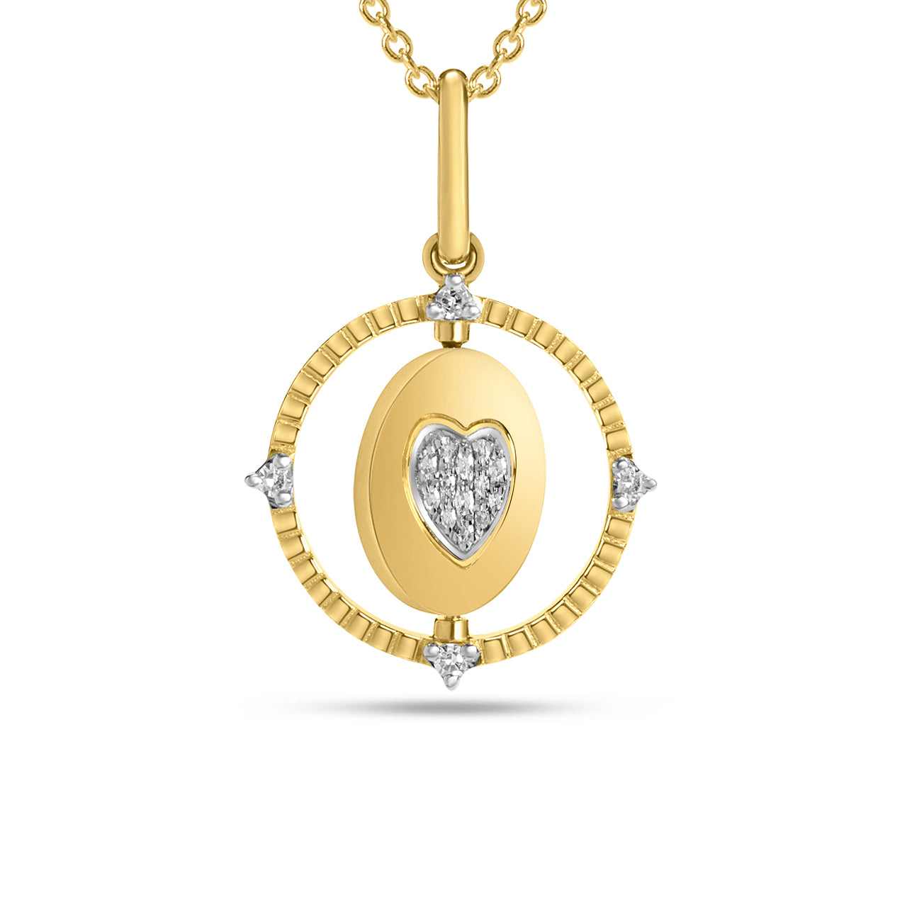 Diamond Heart Medallion Flip Necklace