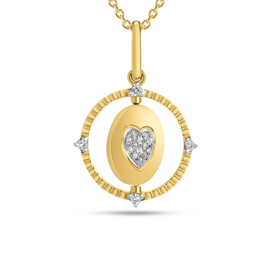 Diamond Heart Medallion Flip Necklace