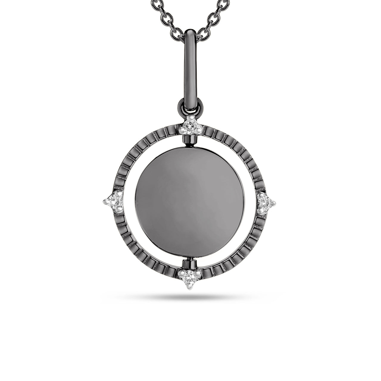 Diamond Heart Medallion Flip Necklace