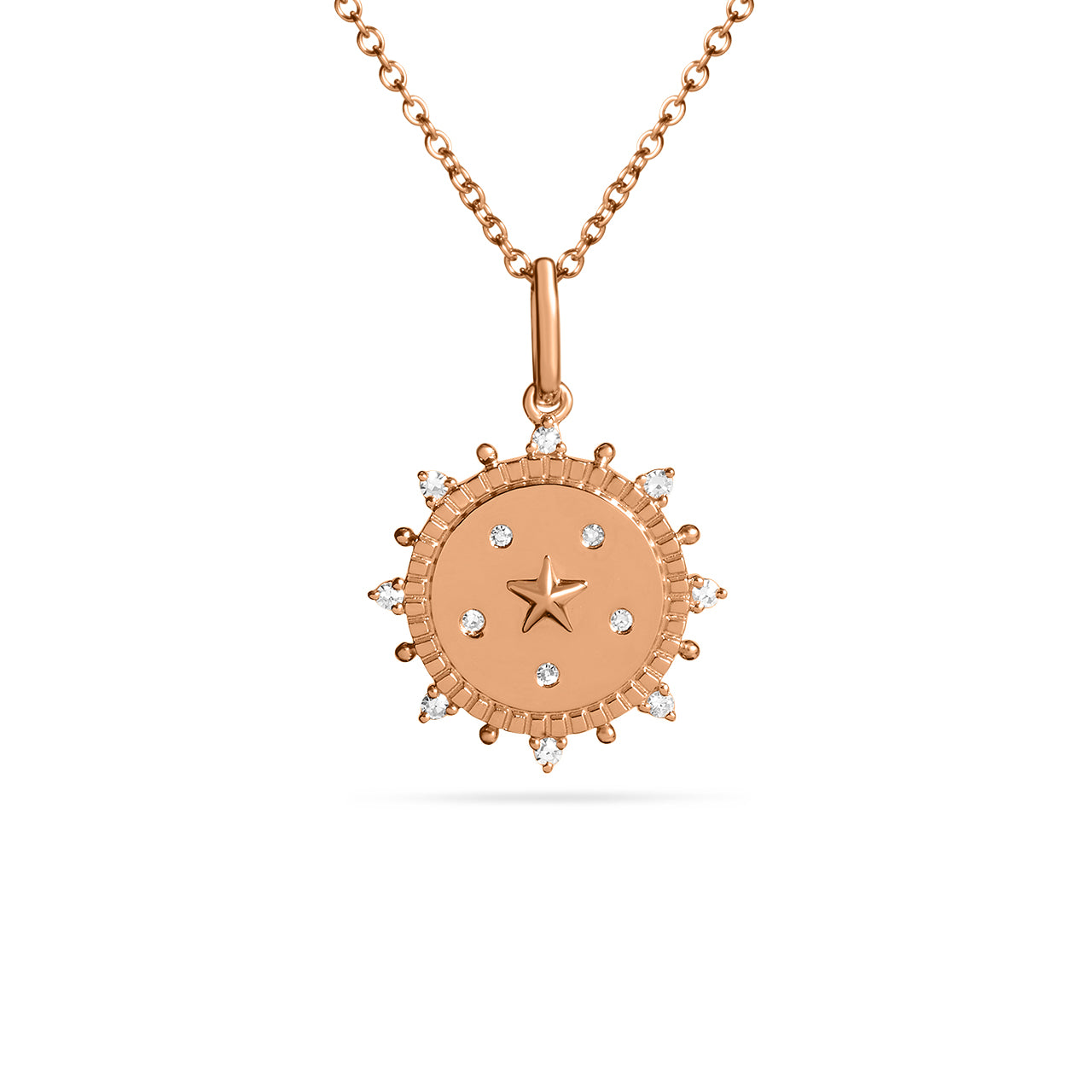Diamond Star Spike 15mm Medallion Necklace