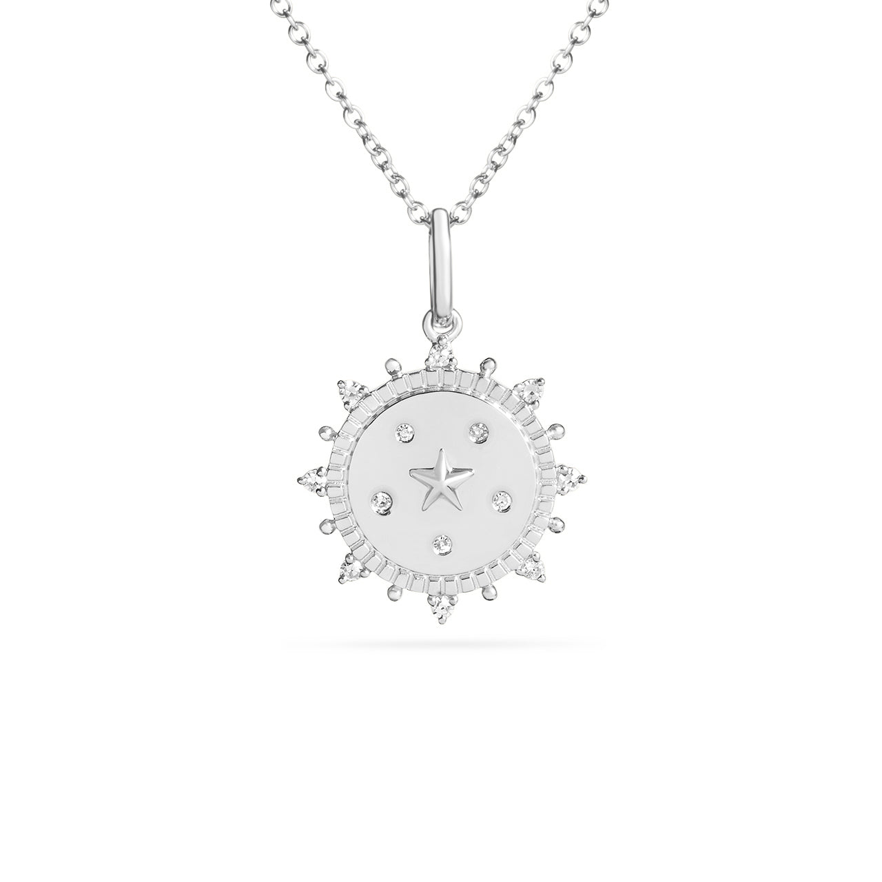 Diamond Star Spike 15mm Medallion Necklace