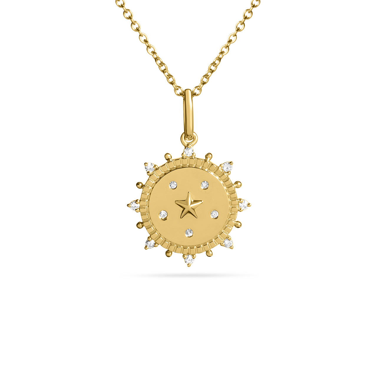 Diamond Star Spike 15mm Medallion Necklace