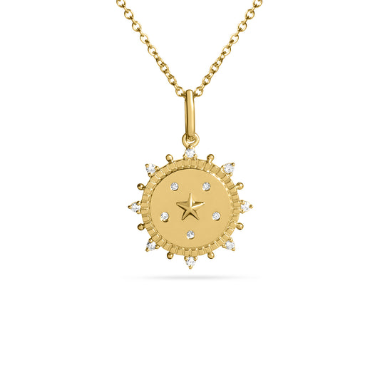 Diamond Star Spike 15mm Medallion Necklace