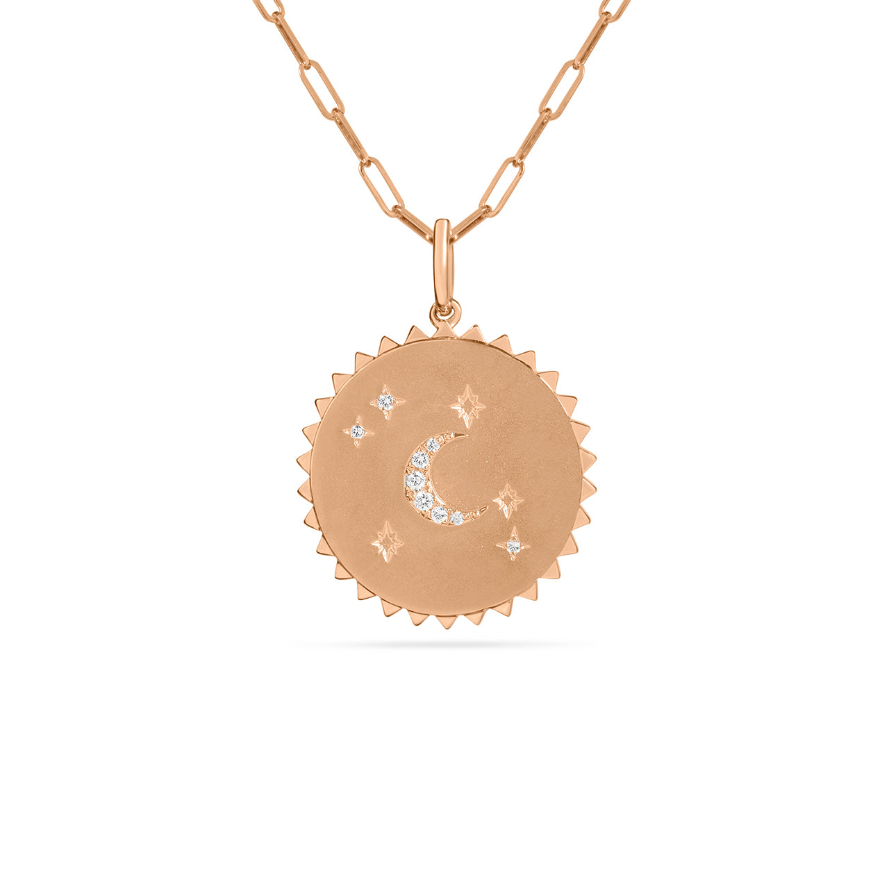 Diamond Star & Moon 20mm Medallion Necklace