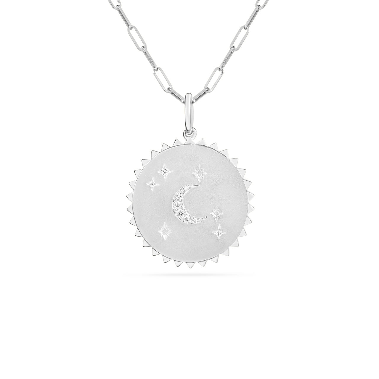 Diamond Star & Moon 20mm Medallion Necklace