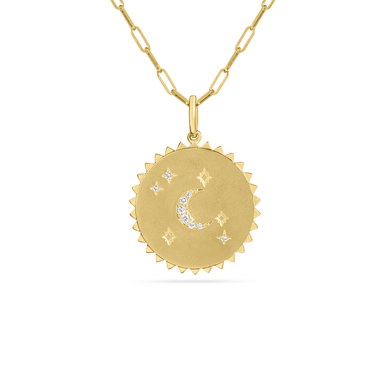 Diamond Star & Moon 20mm Medallion Necklace