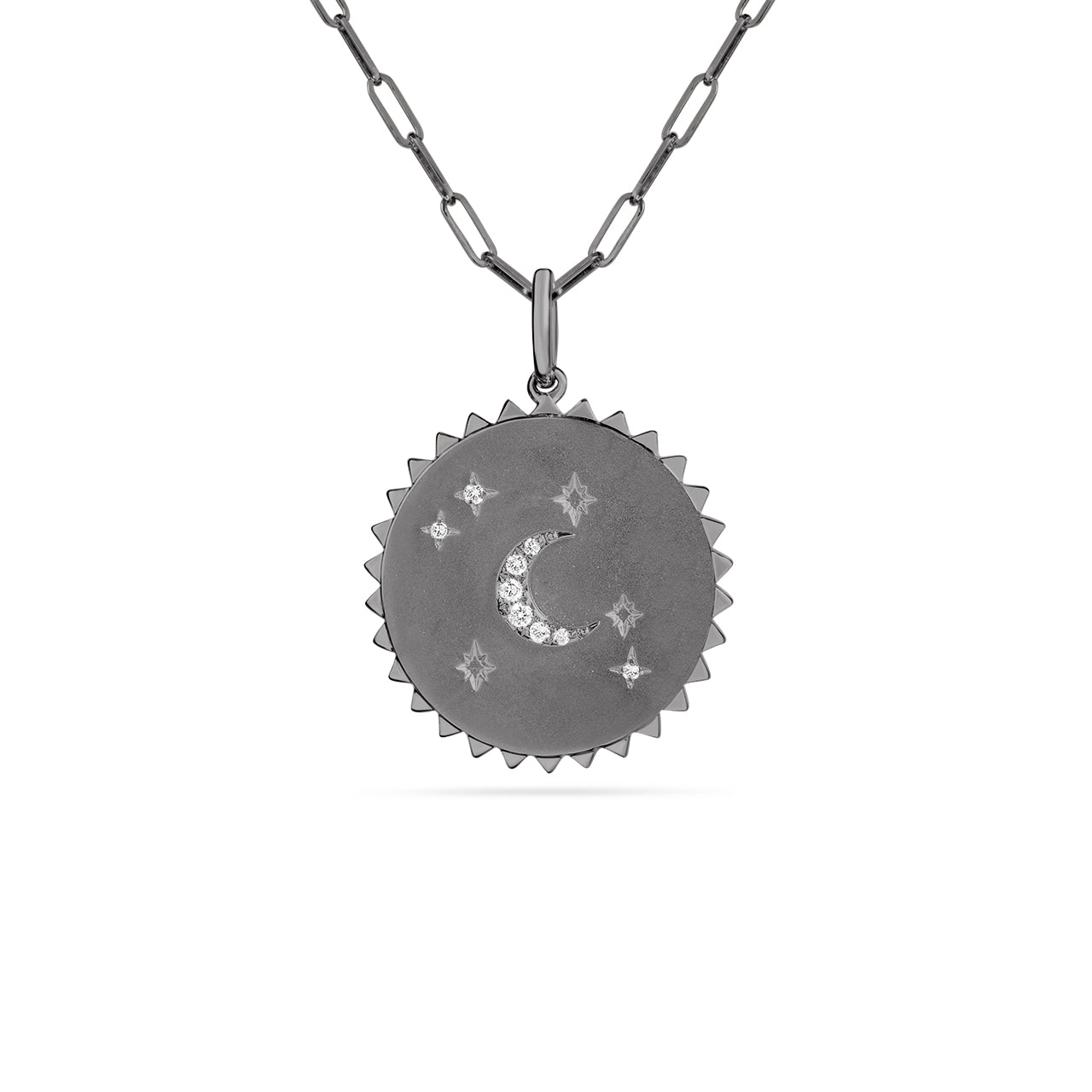 Diamond Star & Moon 20mm Medallion Necklace
