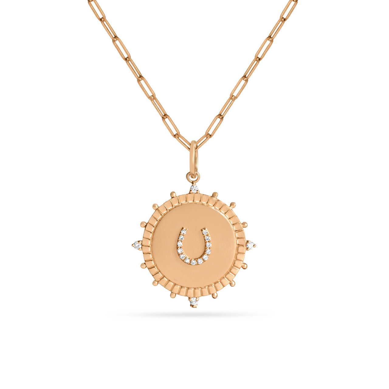 Diamond Horseshoe 20mm Medallion Necklace