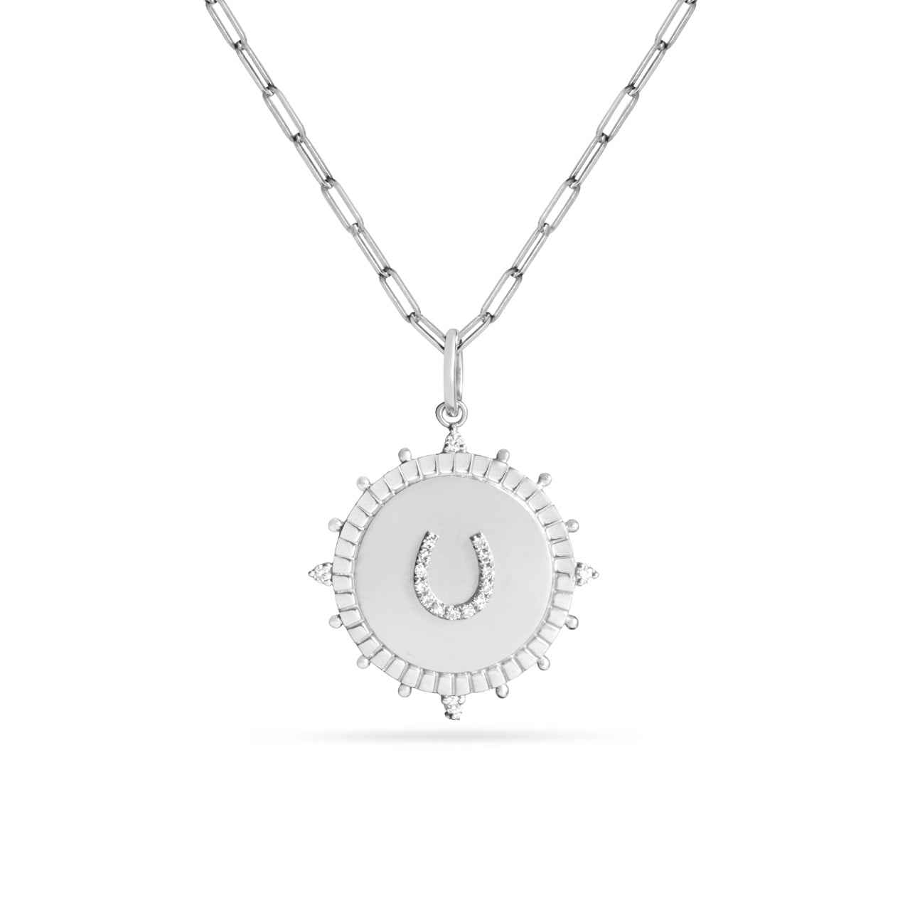 Diamond Horseshoe 20mm Medallion Necklace