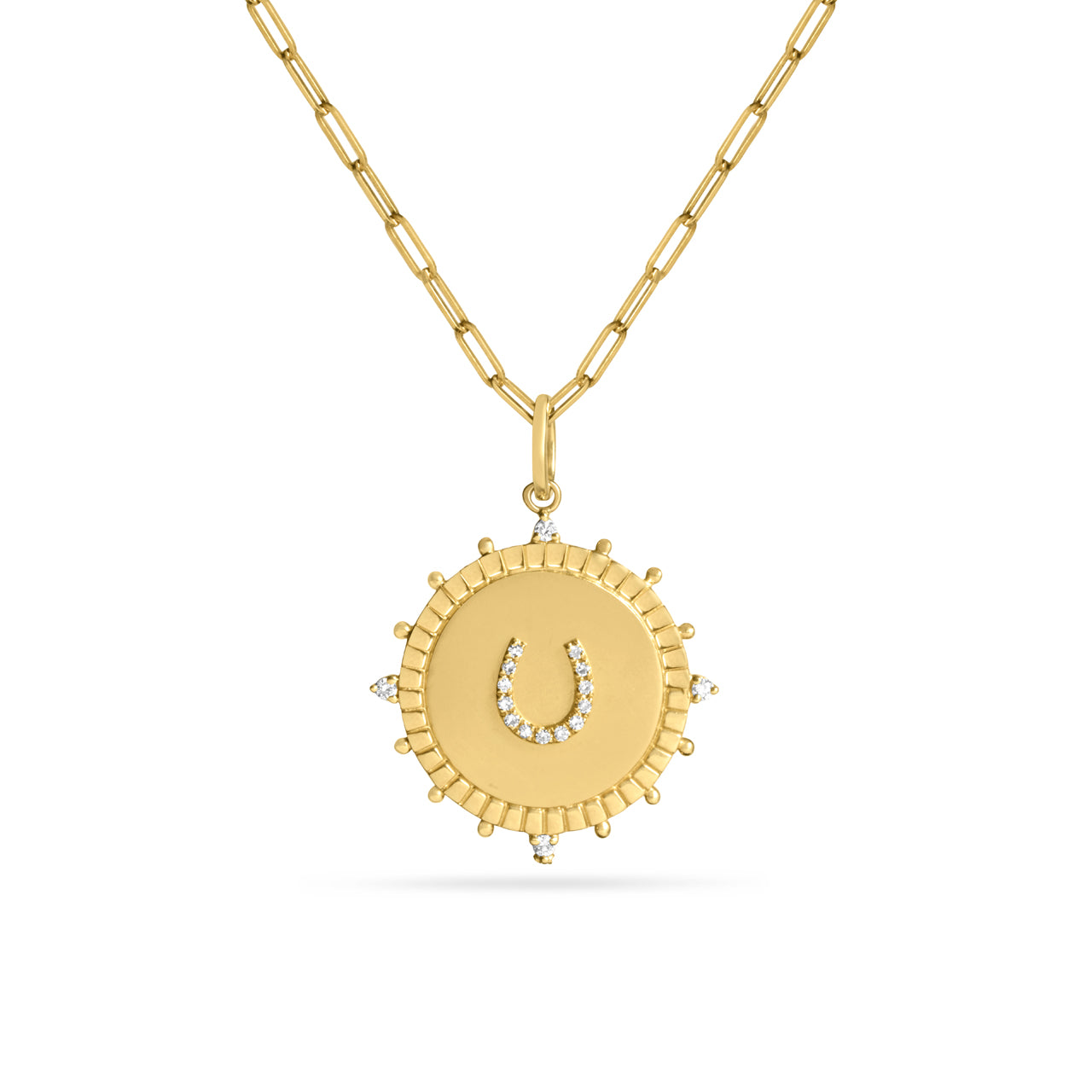 Diamond Horseshoe 20mm Medallion Necklace