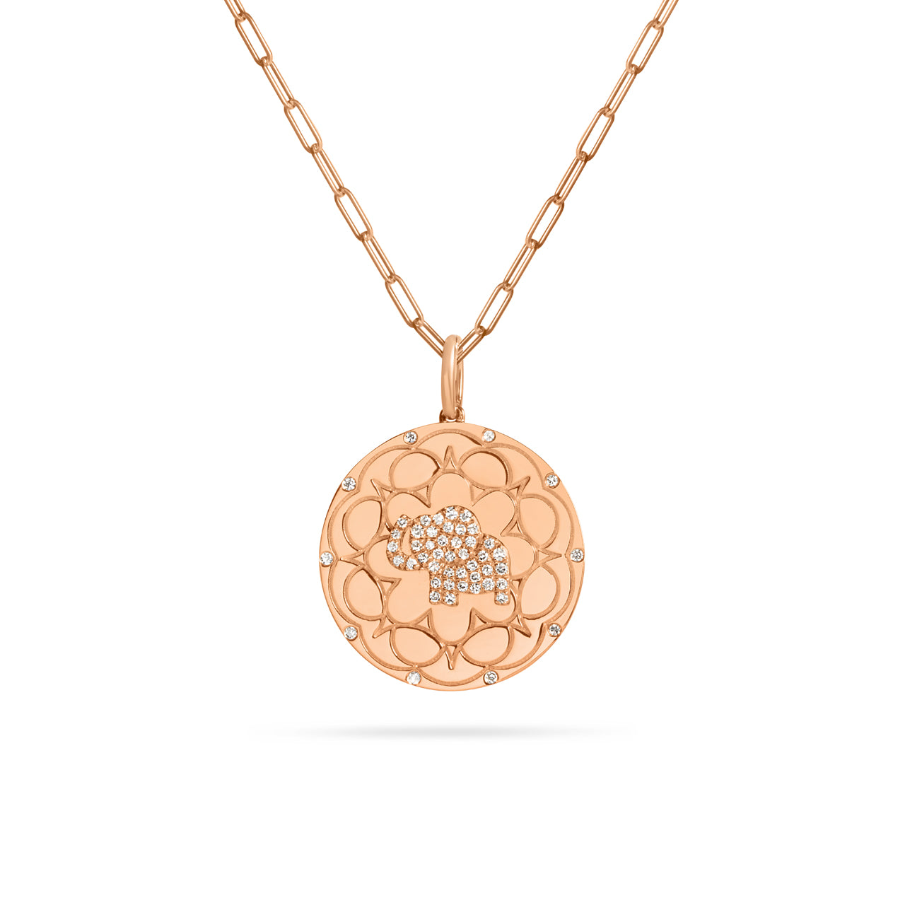 Diamond Elephant 20mm Medallion Necklace