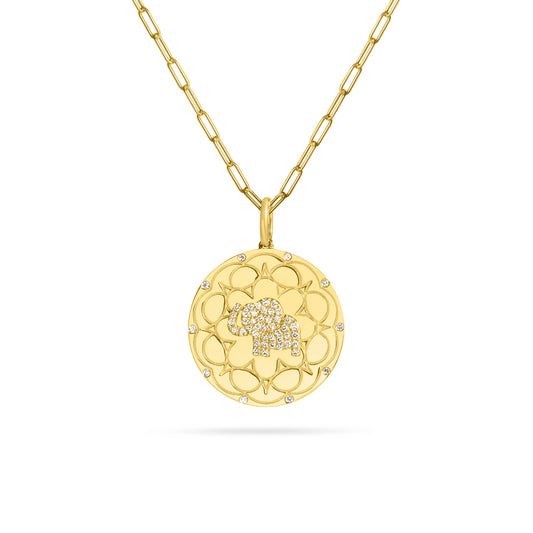Diamond Elephant 20mm Medallion Necklace