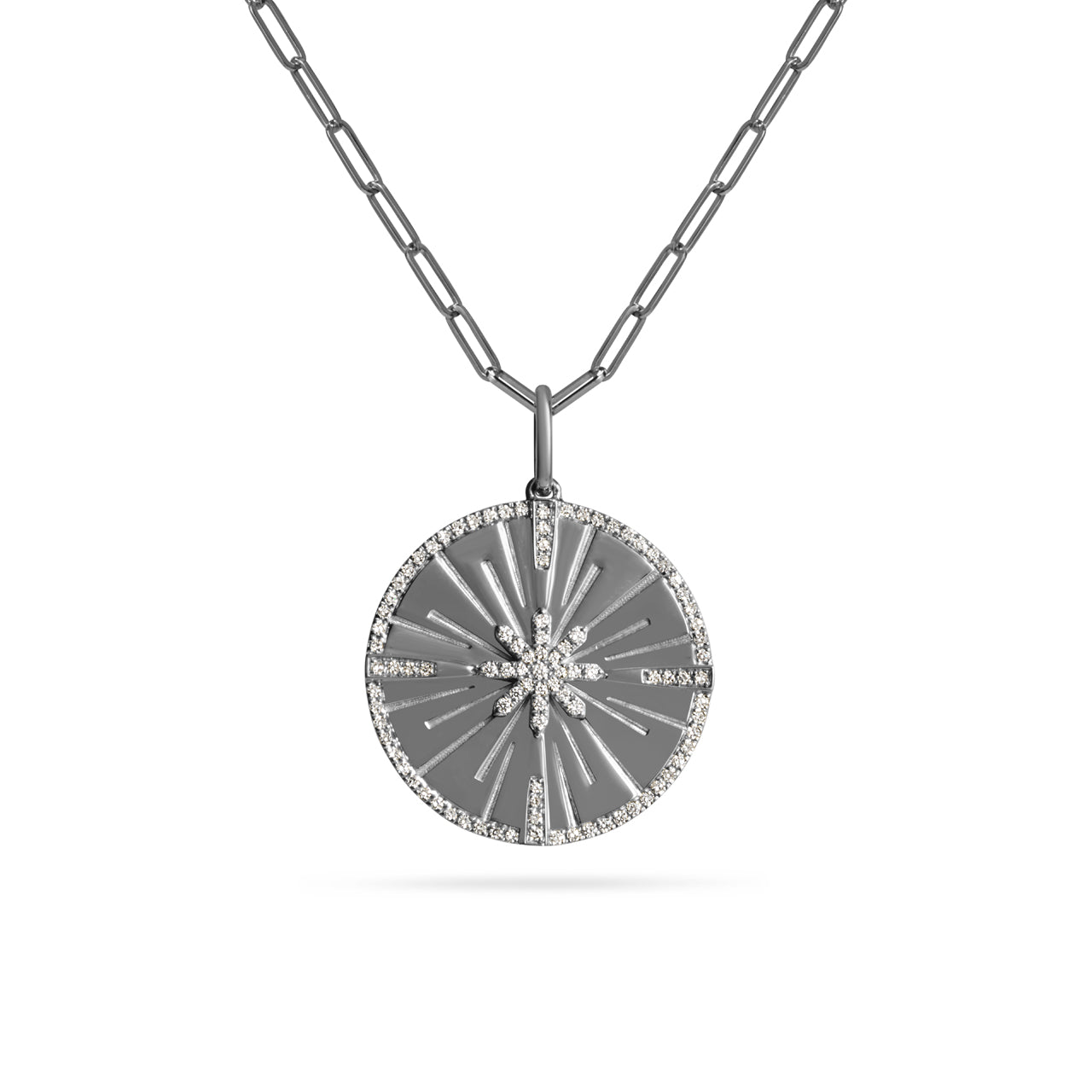 Diamond Burst 25mm Medallion Necklace