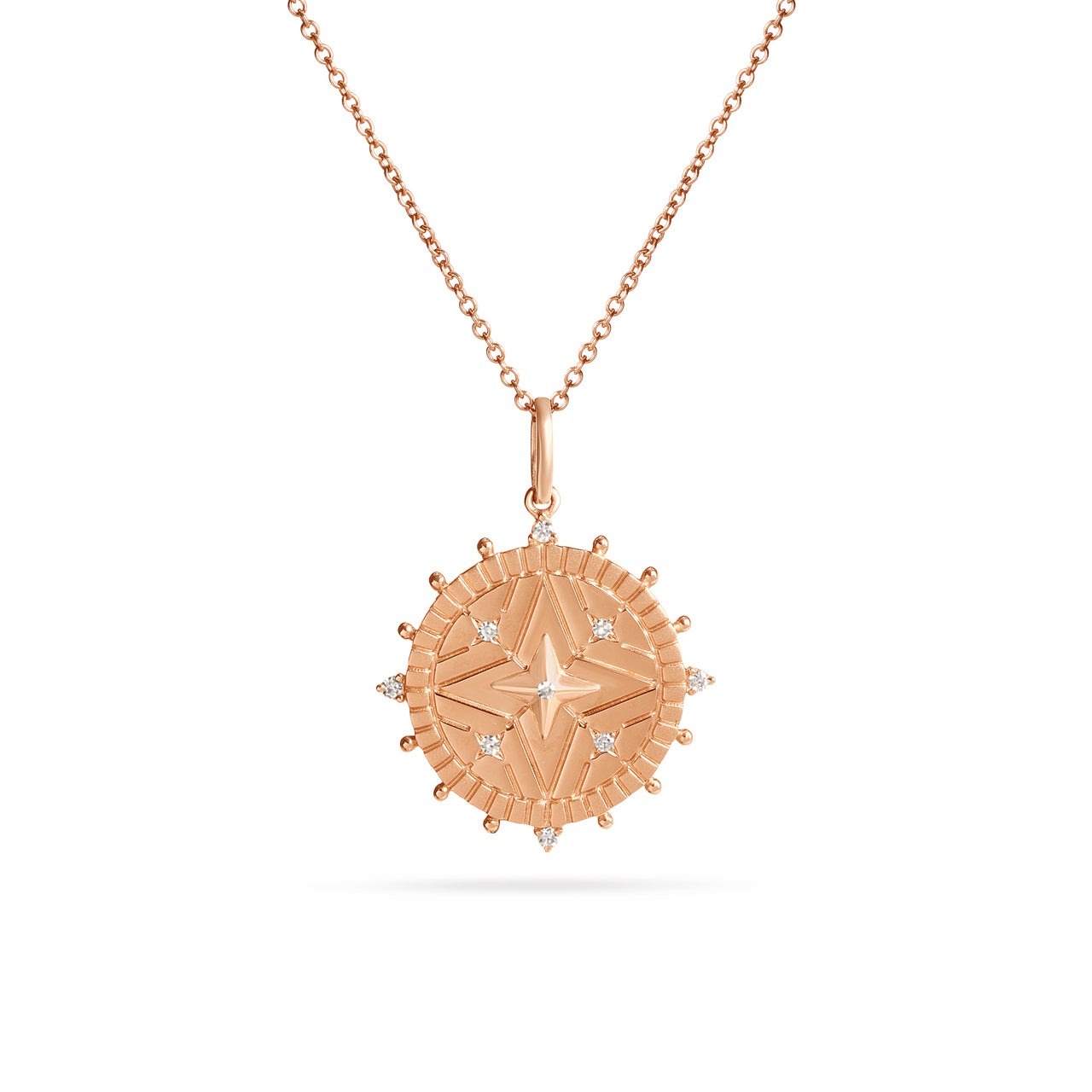 Diamond North Star Kaleidoscope 20mm Medallion Necklace