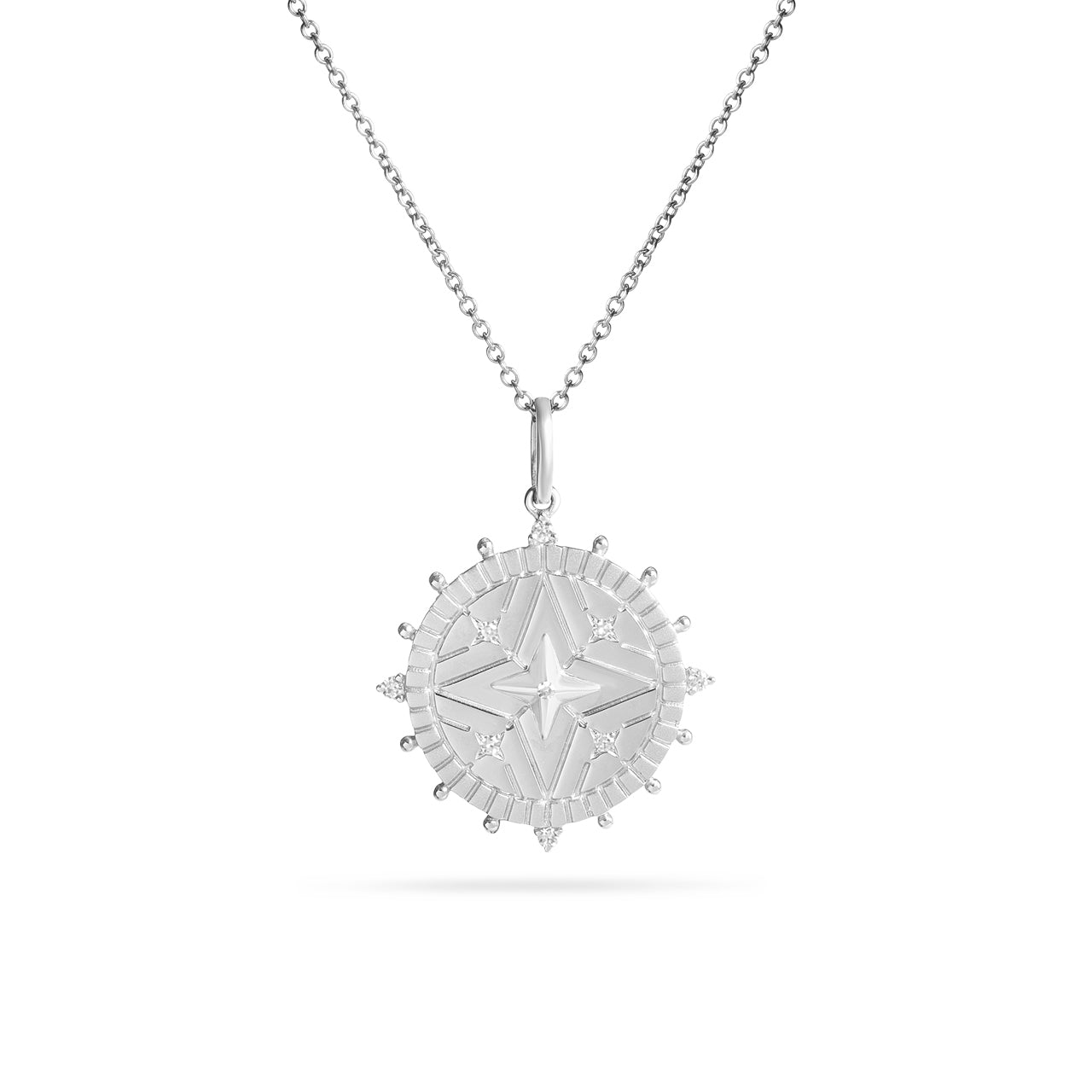 Diamond North Star Kaleidoscope 20mm Medallion Necklace