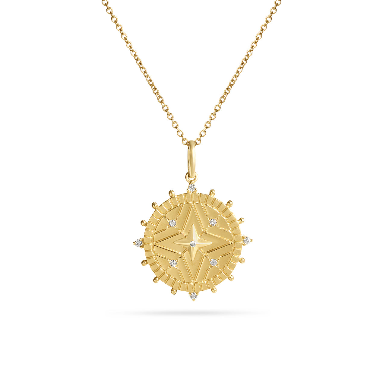 Diamond North Star Kaleidoscope 20mm Medallion Necklace