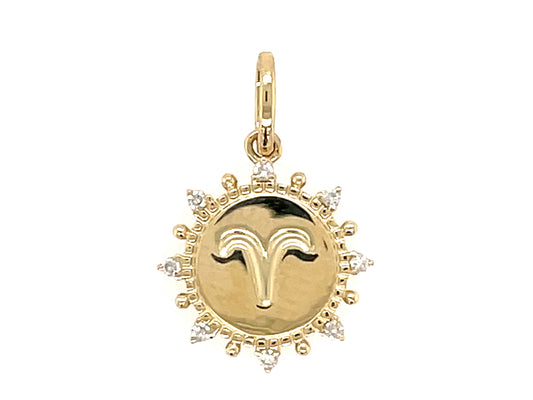 DIAMOND PENDANT, ARIES SIGN, NO CHAIN, 14KY (N)