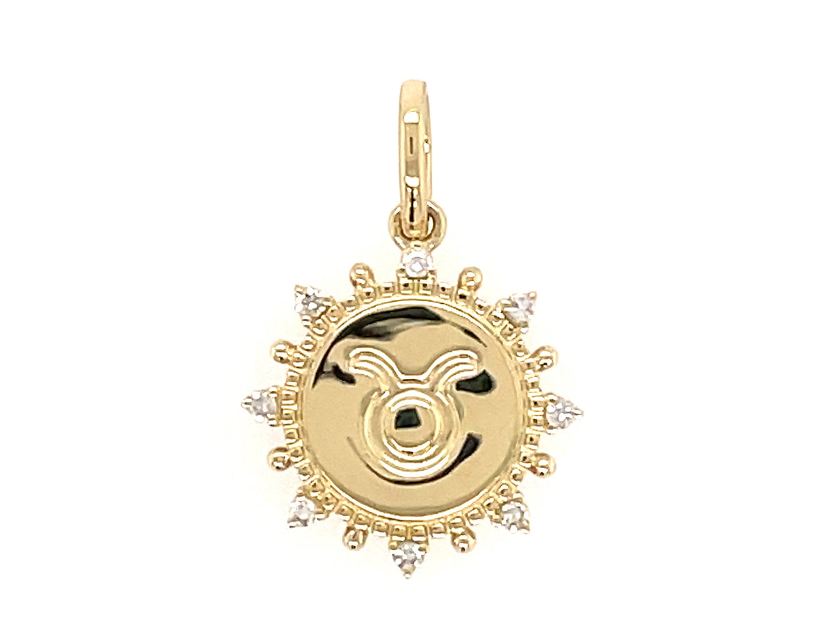 DIAMOND PENDANT, TAURUS SIGN, NO CHAIN, 14KY (N)