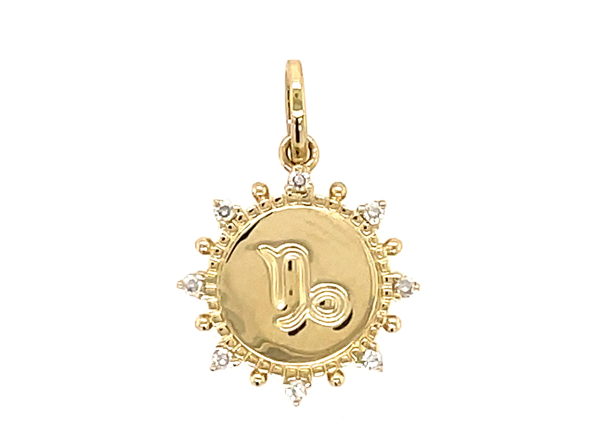 DIAMOND PENDANT, CAPRICORN SIGN, NO CHAIN, 14KY (N)