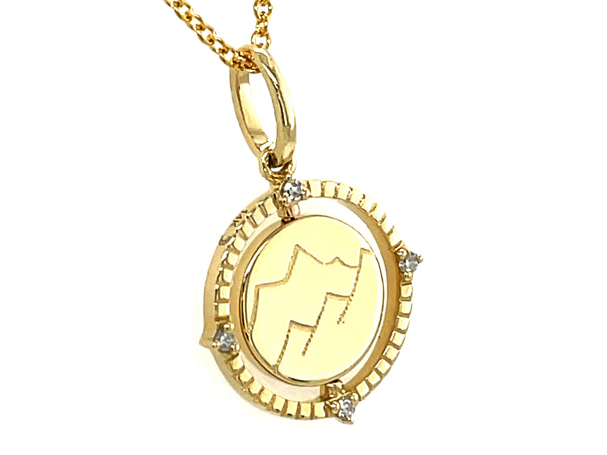 Diamond Flip Disc Mountain Snowflake Pendant