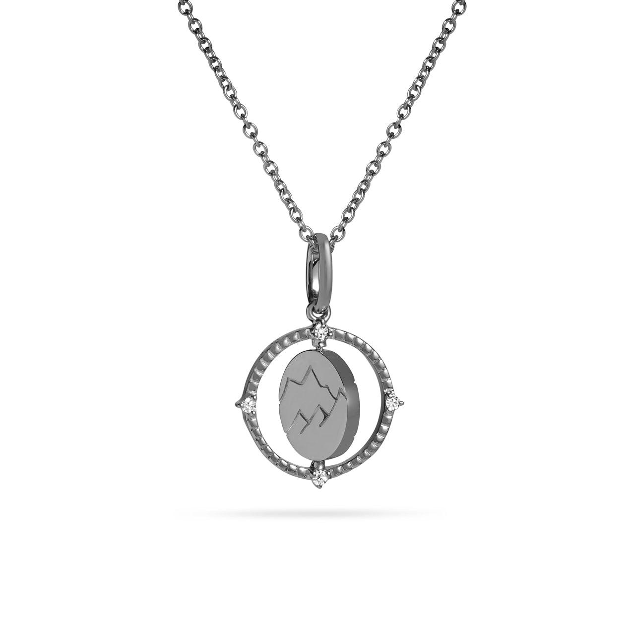 Diamond Mountain & Snowflake 14mm Flip Medallion Necklace