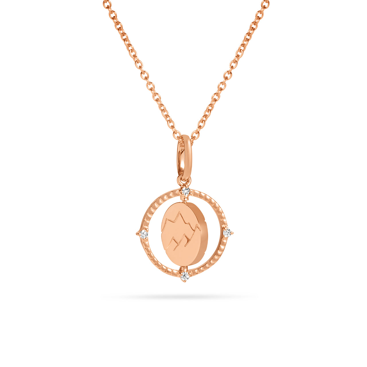 Diamond Mountain & Snowflake 14mm Flip Medallion Necklace
