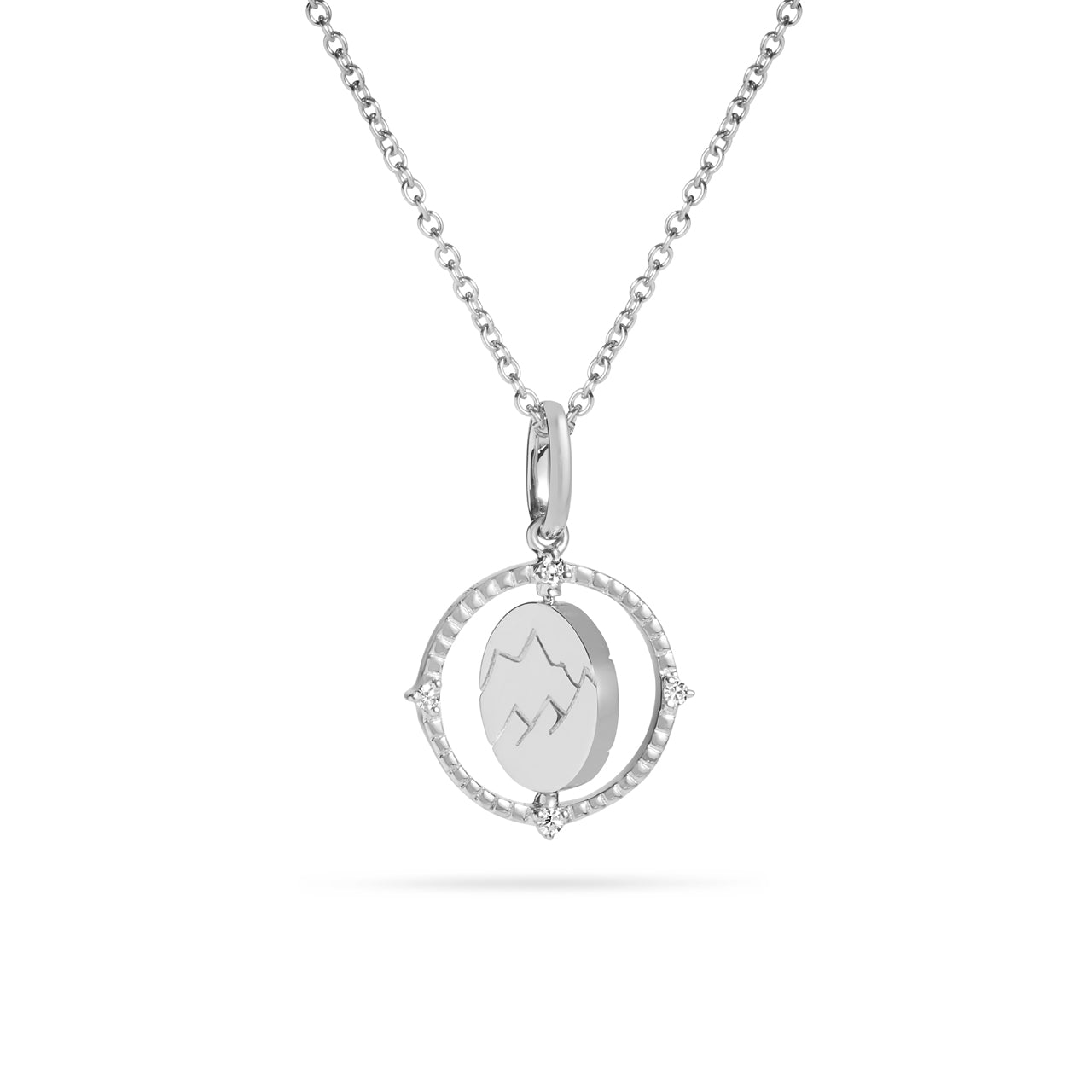 Diamond Mountain & Snowflake 14mm Flip Medallion Necklace