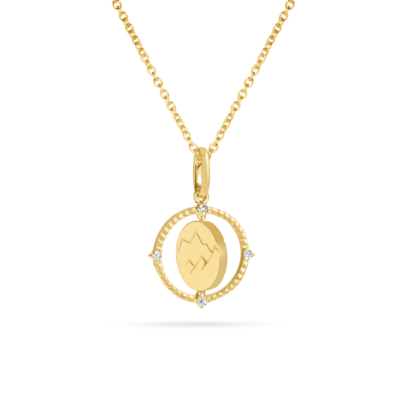 Diamond Mountain & Snowflake 14mm Flip Medallion Necklace