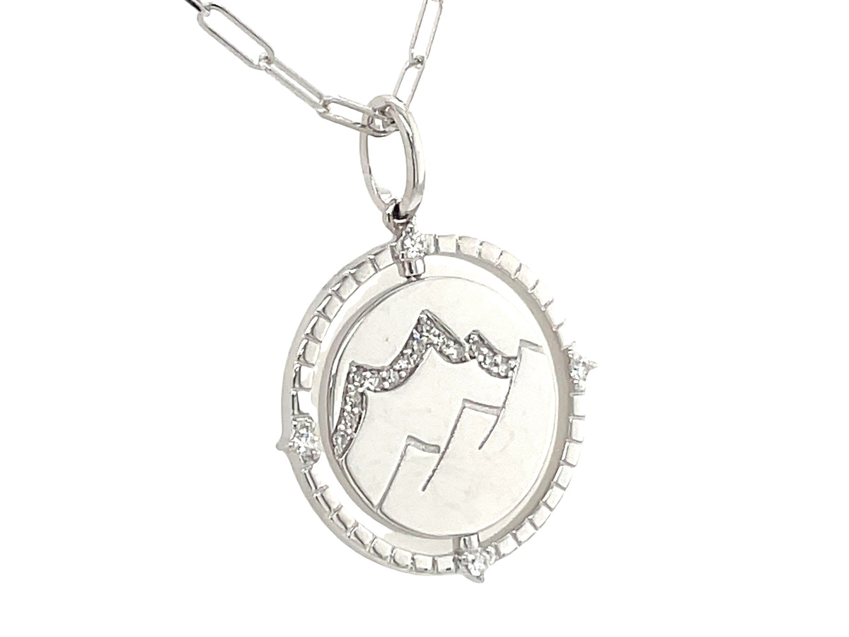DIAMOND FLIP DISC MOUNTAIN & SNOWFLAKE PENDANT
