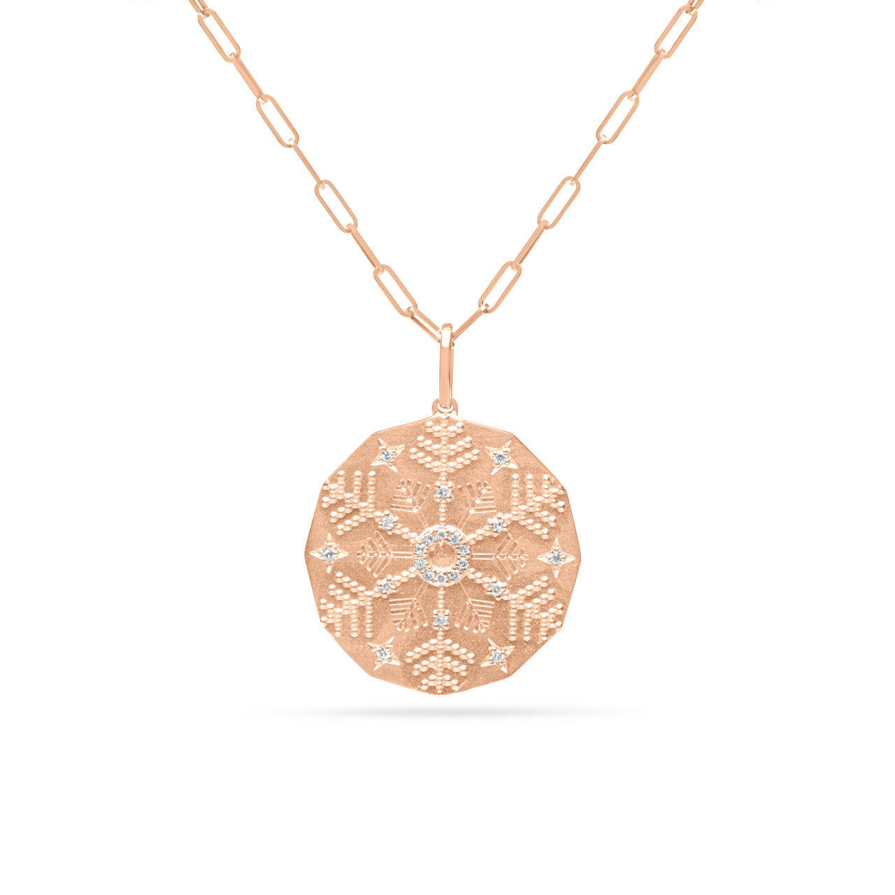 Diamond Snowflake 20mm Medallion Necklace