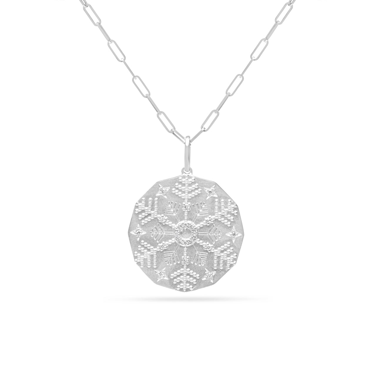 Diamond Snowflake 20mm Medallion Necklace