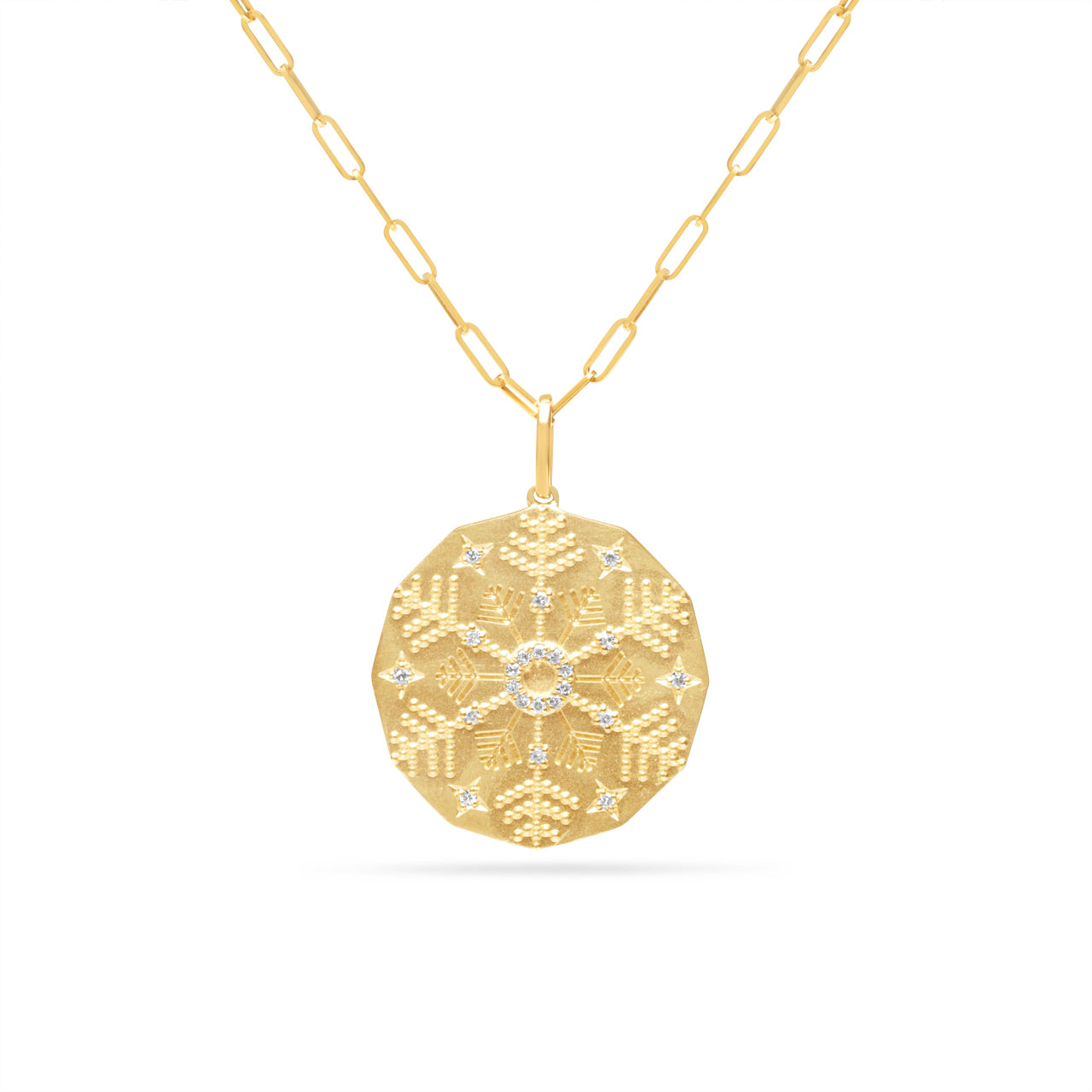 Diamond Snowflake 20mm Medallion Necklace