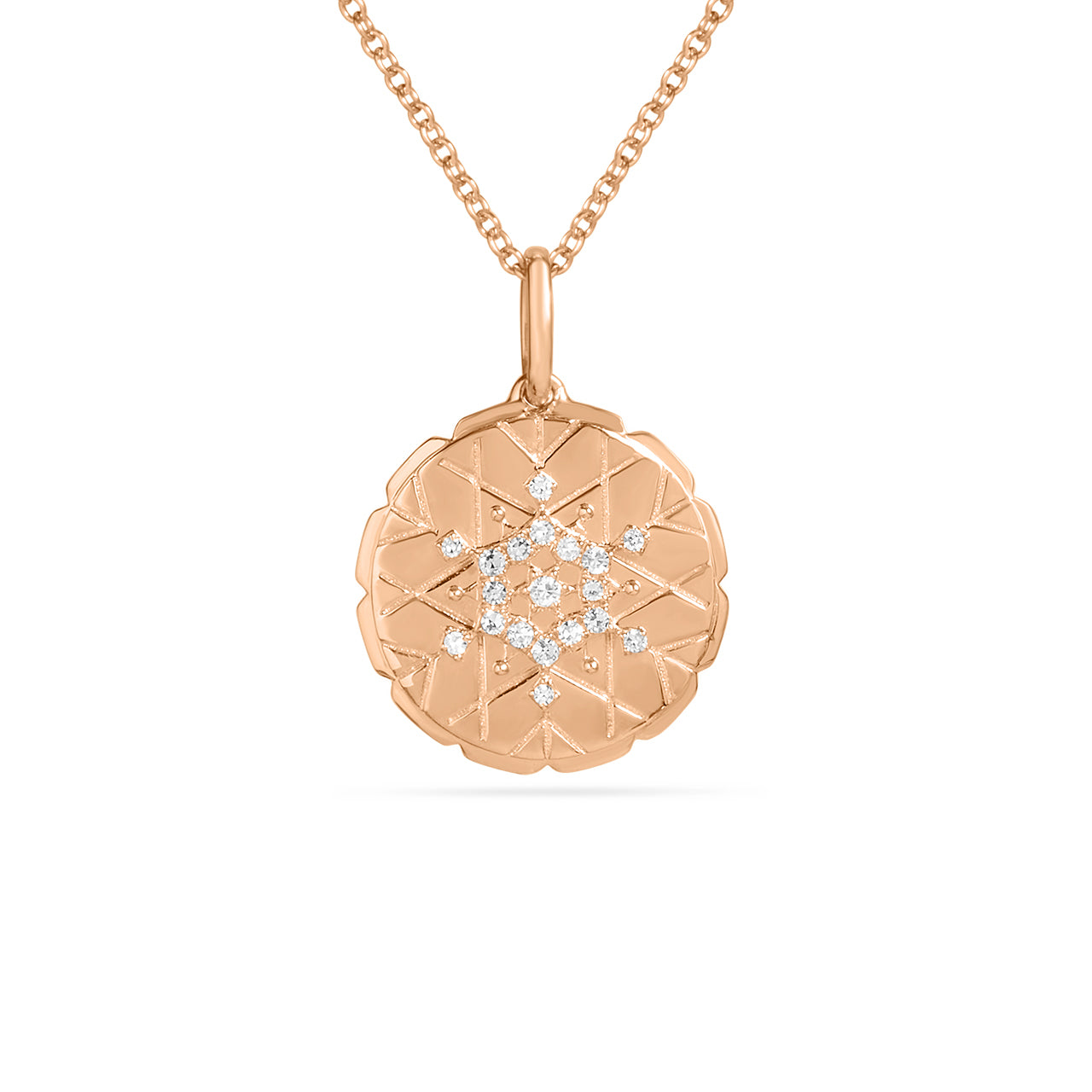 Diamond Snowflake 15mm Medallion Necklace