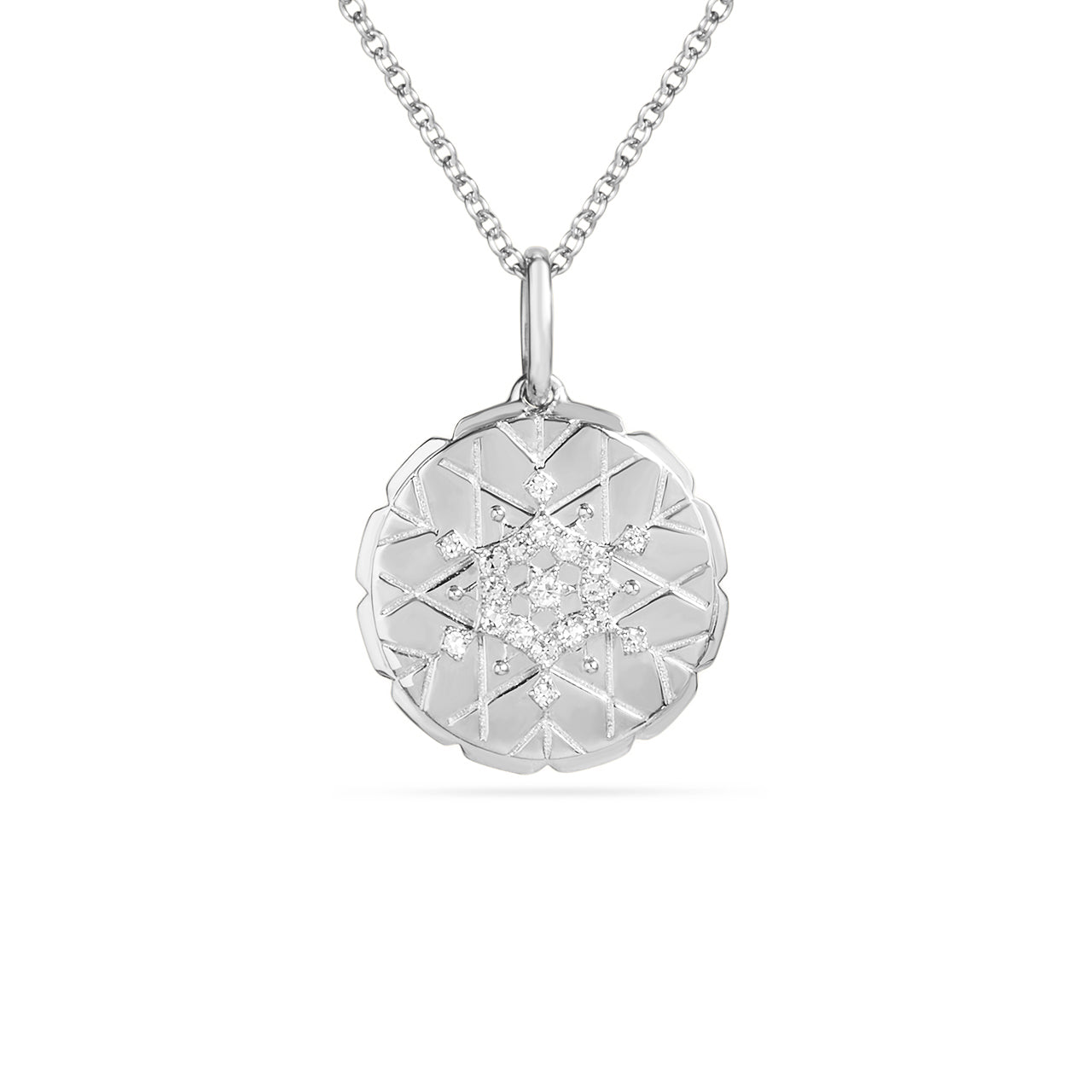 Diamond Snowflake 15mm Medallion Necklace