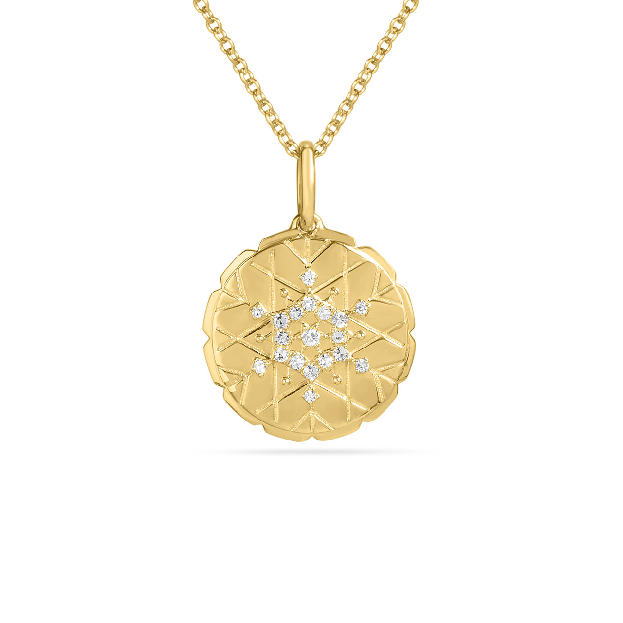 Diamond Snowflake 15mm Medallion Necklace