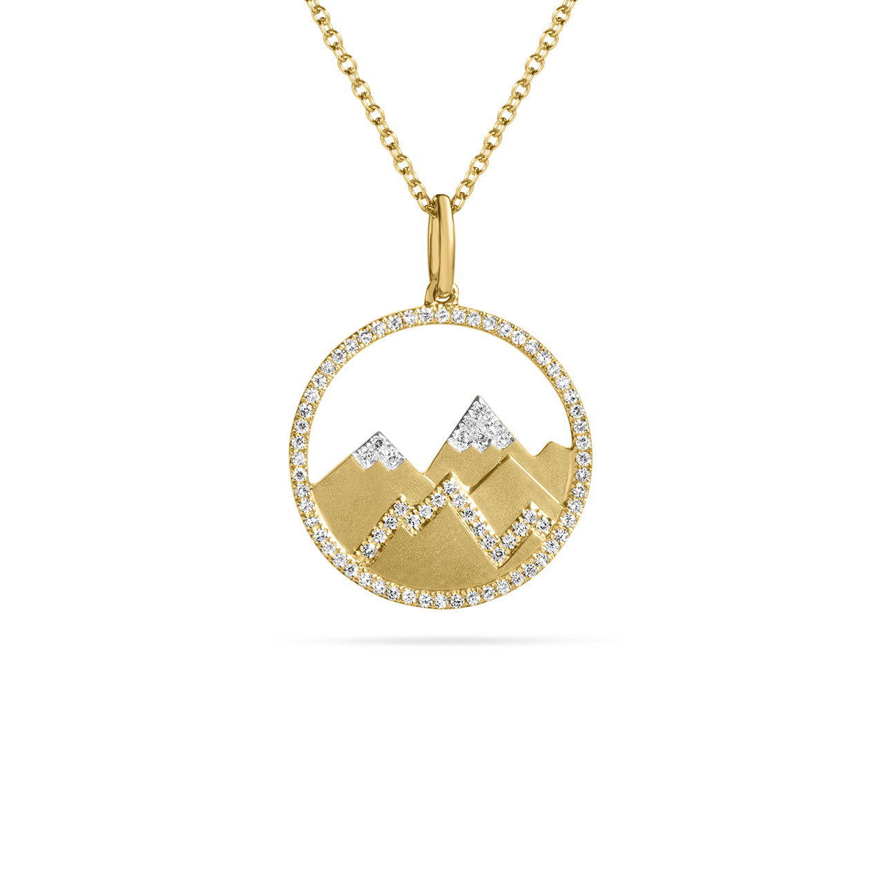 Diamond Mountain 18mm Medallion Necklace