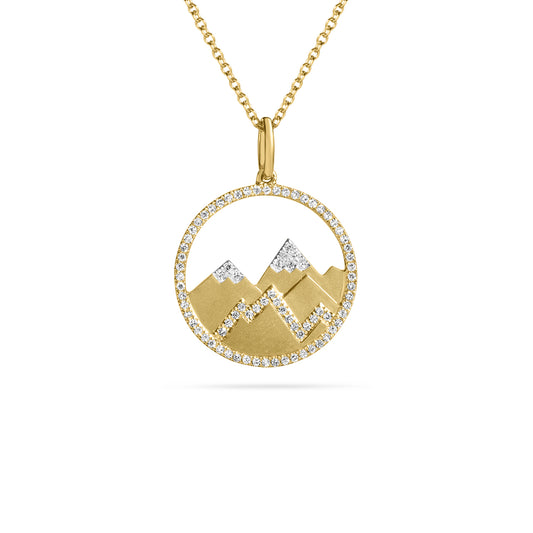 Diamond Mountain 18mm Medallion Necklace