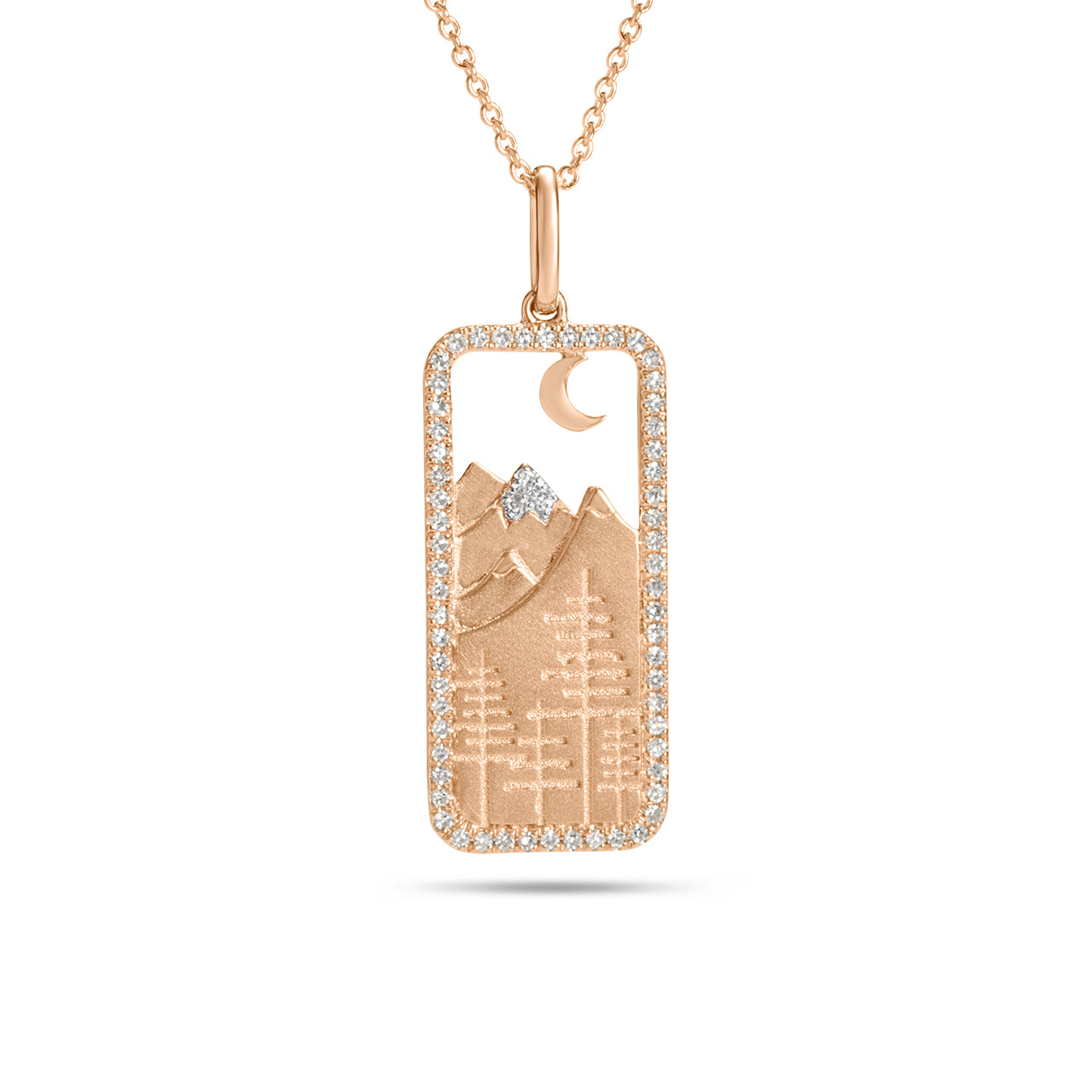 Diamond Mountains Rectangle Medallion Necklace