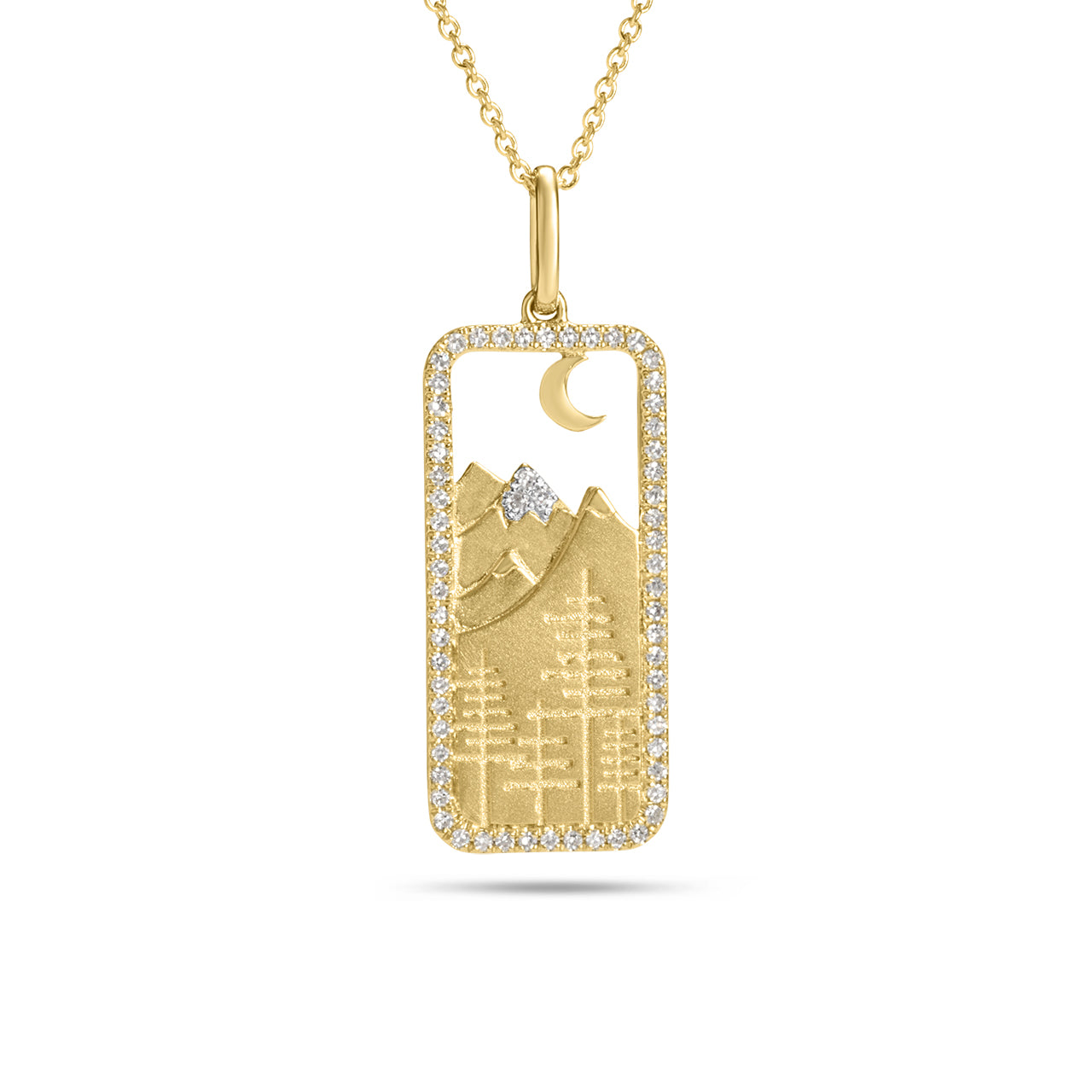 Diamond Mountains Rectangle Medallion Necklace