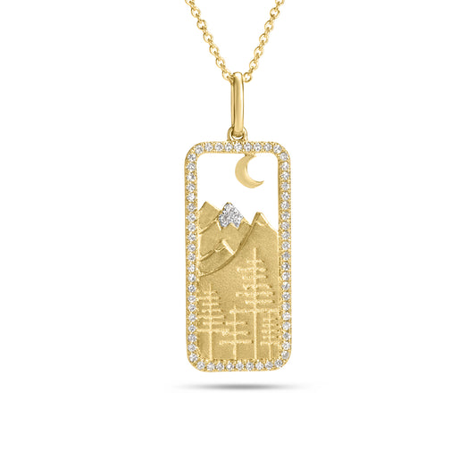 Diamond Mountains Rectangle Medallion Necklace