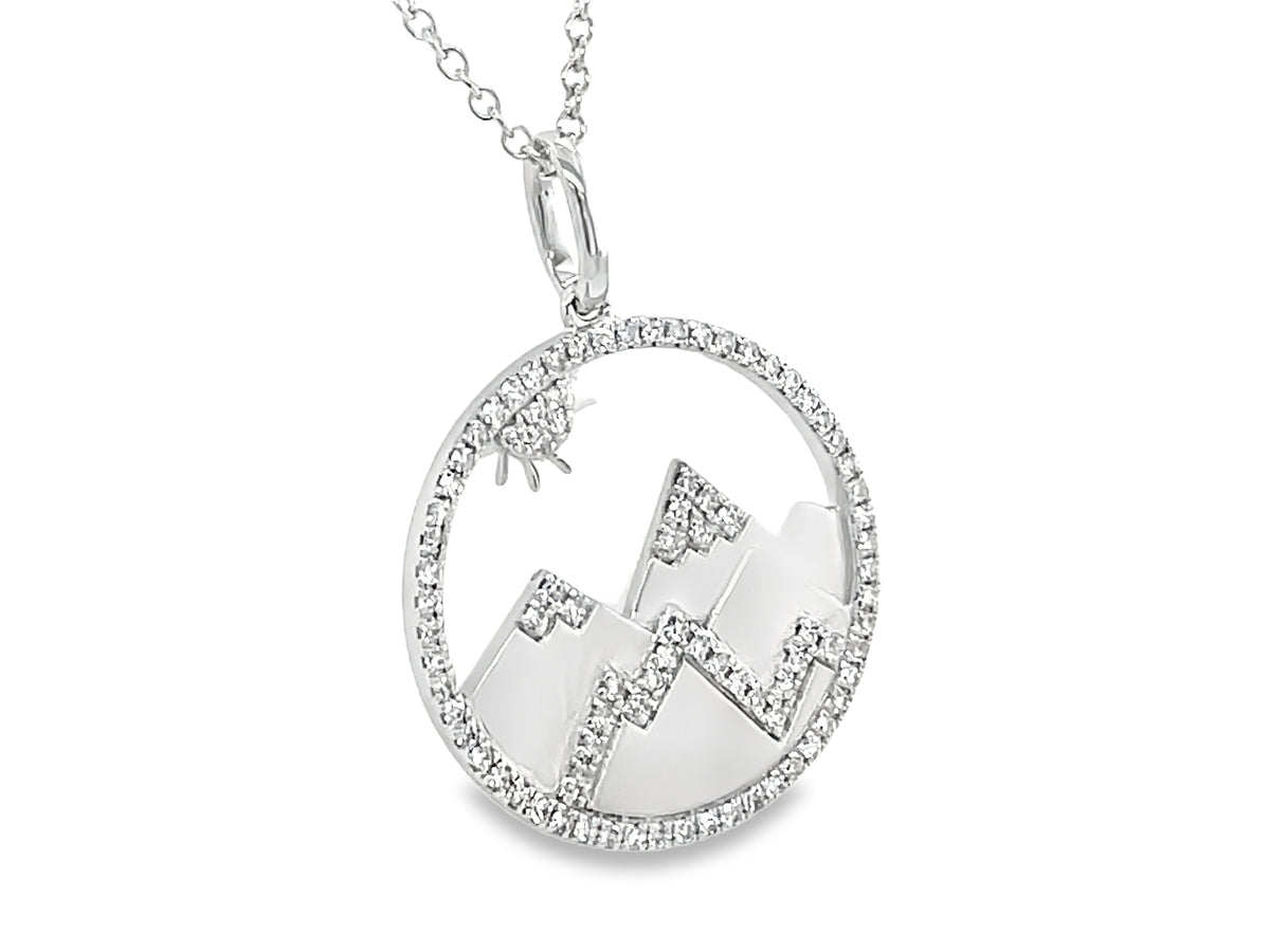 DIAMOND MOUNTAIN & SUN CUTOUT DISC PENDANT