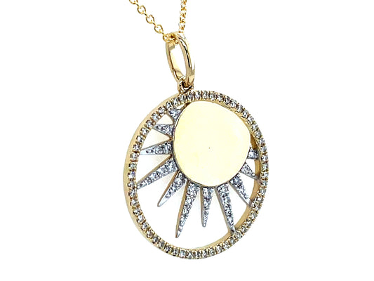 Diamond Sun Offset Cutout Disc Pendant,18mm, 18"/16"