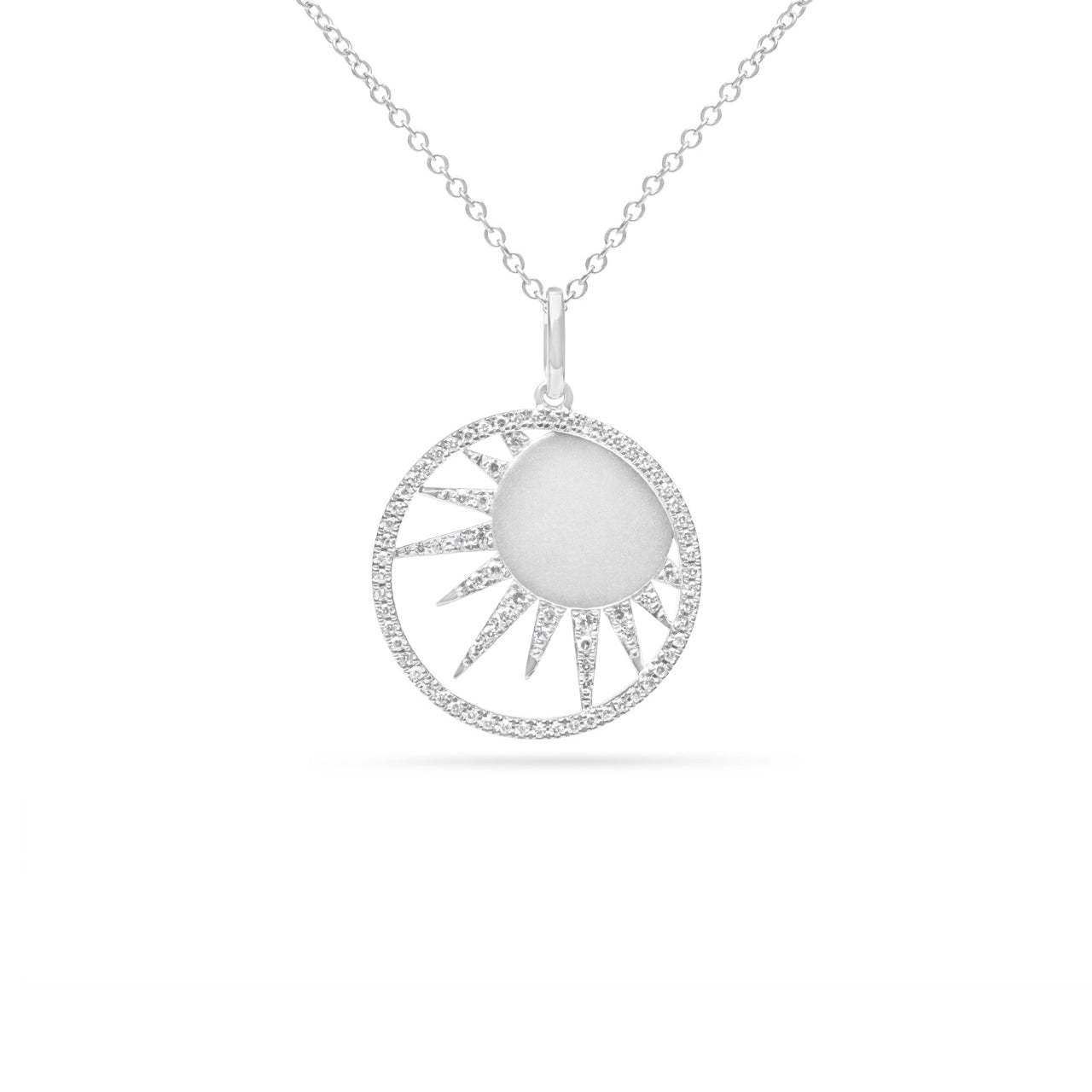 Diamond Sun 18mm Medallion Necklace