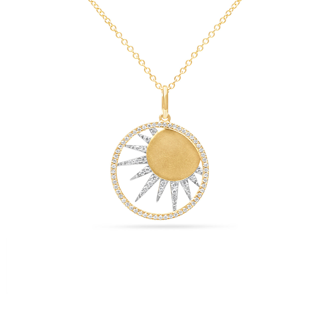 Diamond Sun 18mm Medallion Necklace