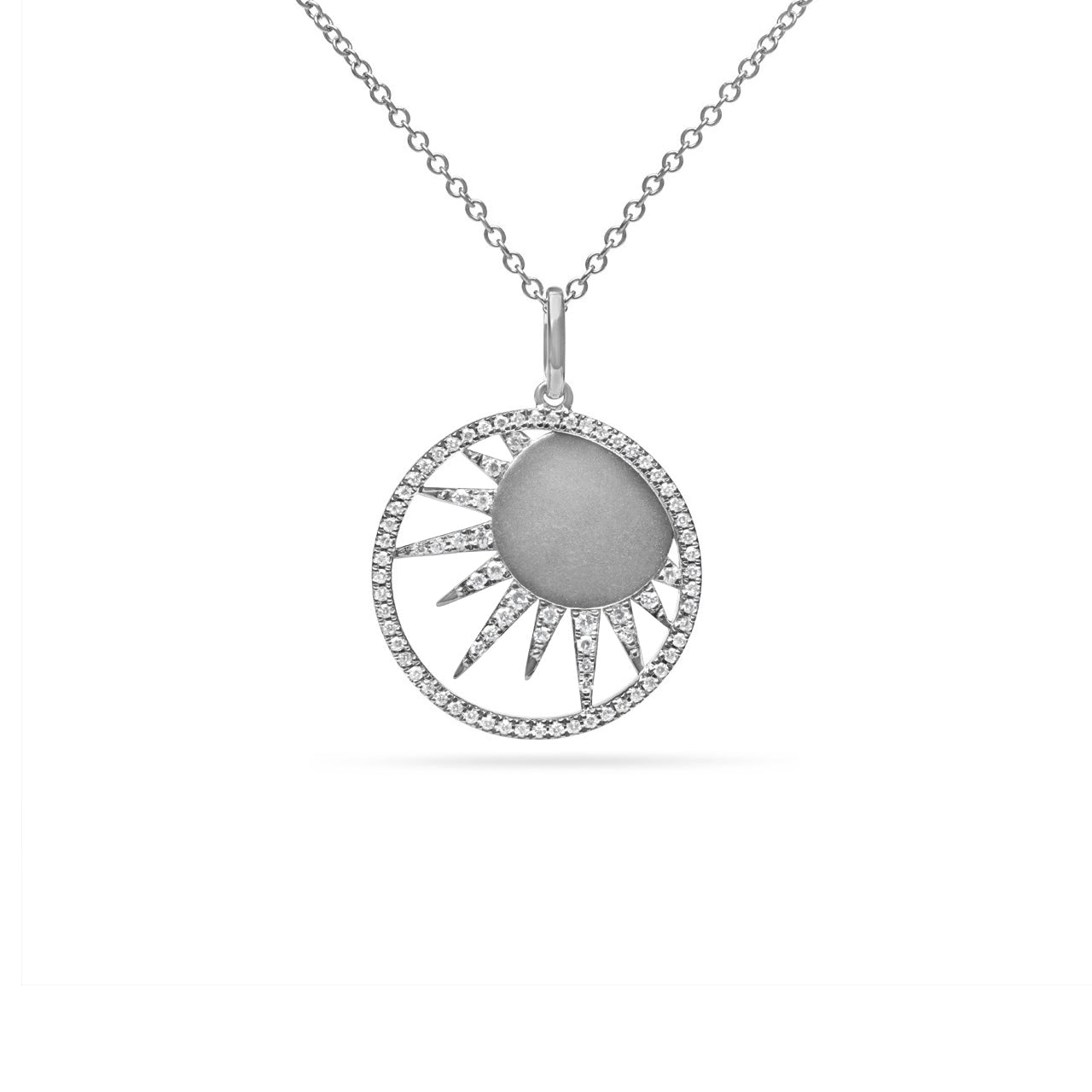 Diamond Sun 18mm Medallion Necklace