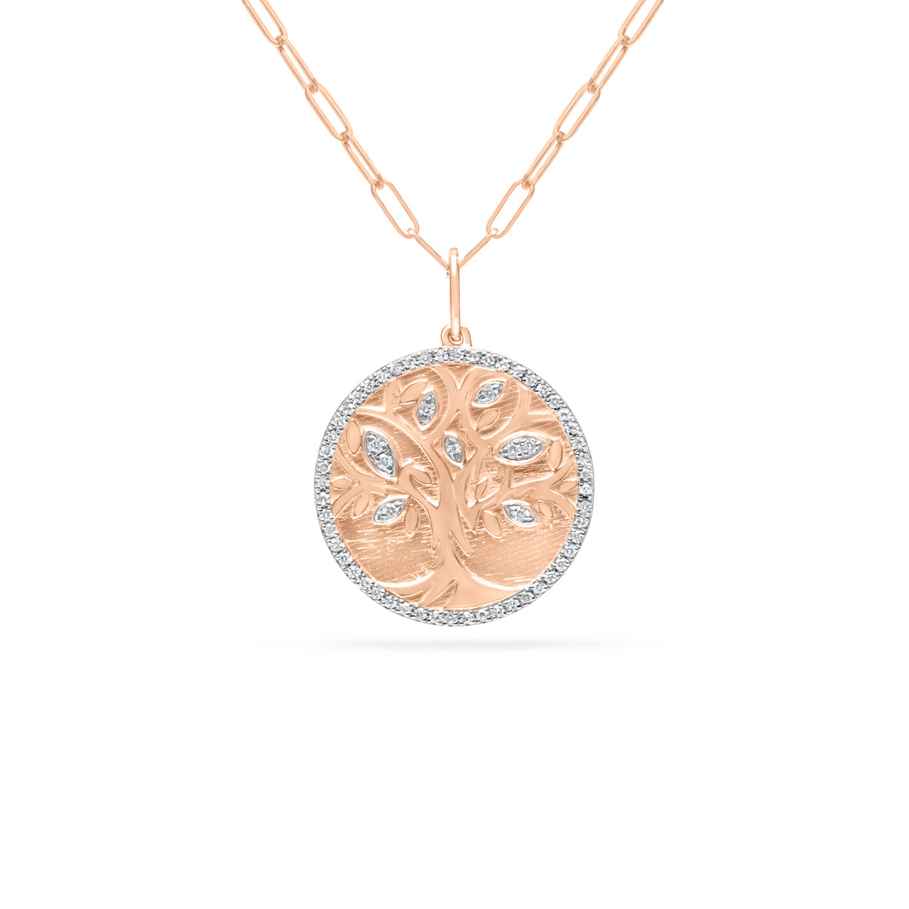 Diamond Tree of Life 18mm Medallion Necklace