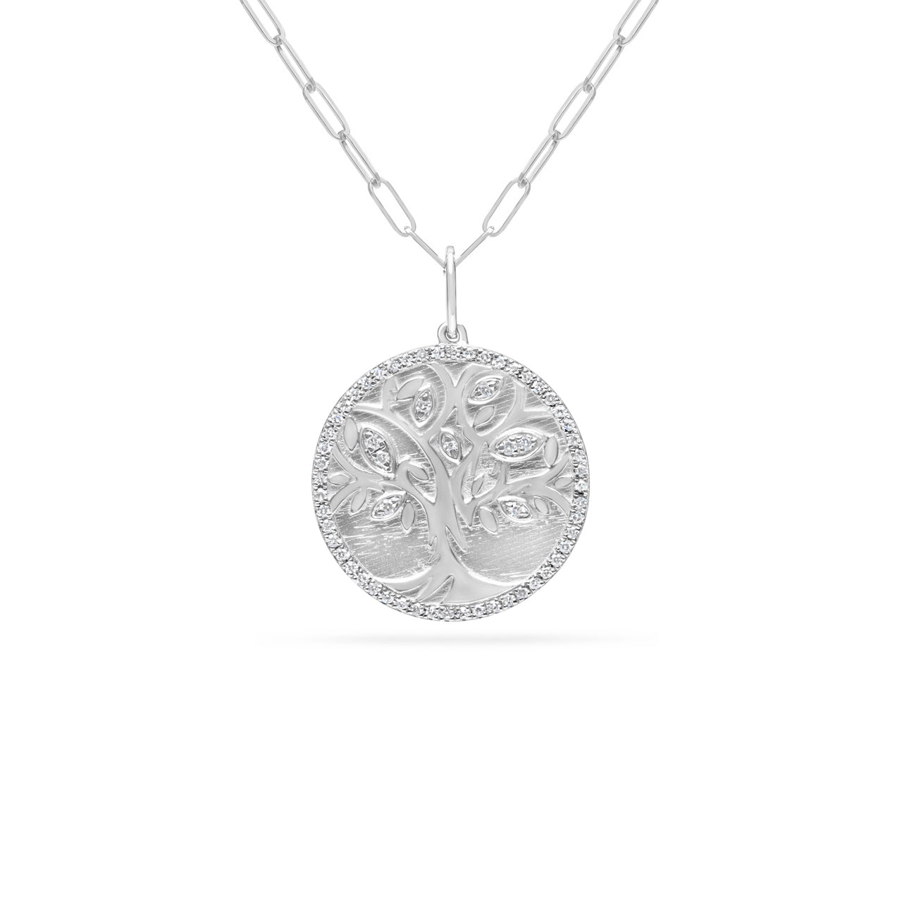 Diamond Tree of Life 18mm Medallion Necklace